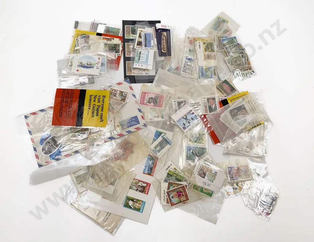 Qty Pacific Island PNG -  Fiji and other Stamps sorted  Loose Mint and FDC's etc Image 1++
