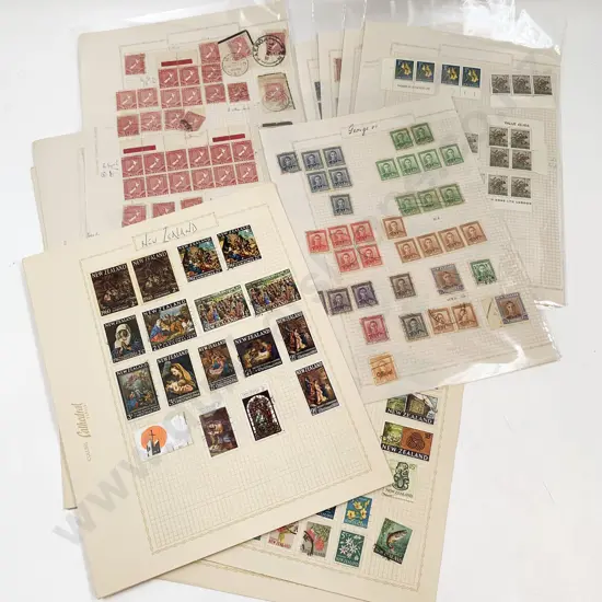 NZ Mainly Pre-decimal Hinged on Loose Album Sheets with Heath Stock Book