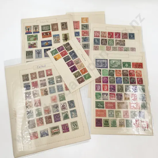 Vintage World including  Britain - Japan - Australia - Europe loose Stamp Album Pages