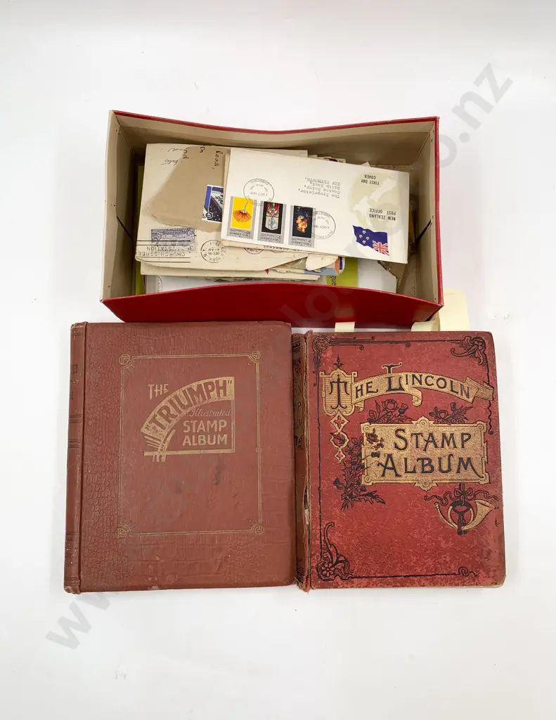 C1920 Vintage World Stamp Album with Loose Stamps and some NZ FDC's & empty album Image 1++