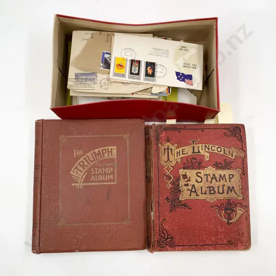 C1920 Vintage World Stamp Album with Loose Stamps and some NZ FDC's & empty album