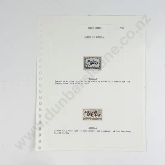 Part Collection Songbirds of the World Mint Stamp Collection with Pictorials Horse Racing