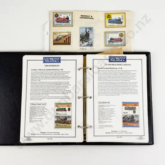 World Locomotive Philatelica Album with a Stock Book Album and Assorted