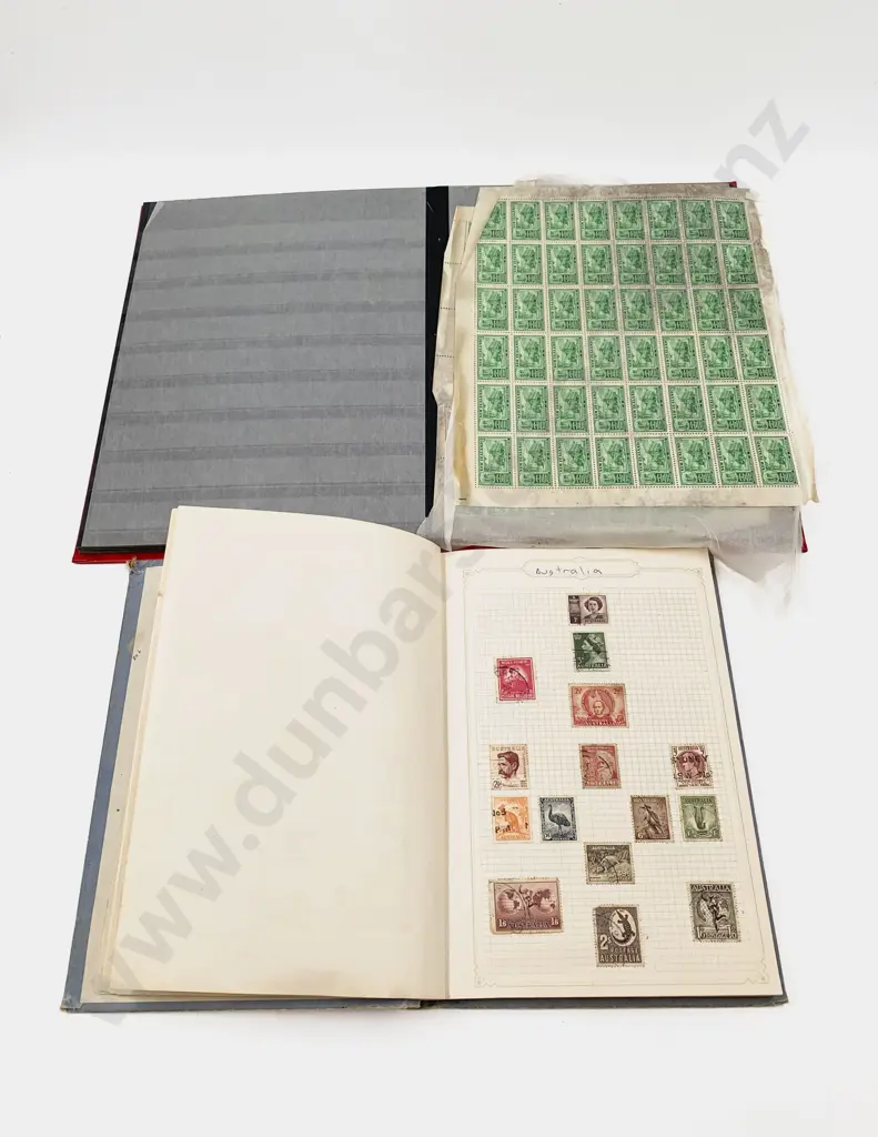 Vintage World Stamp Album with NZ and Stock Book Image 1++