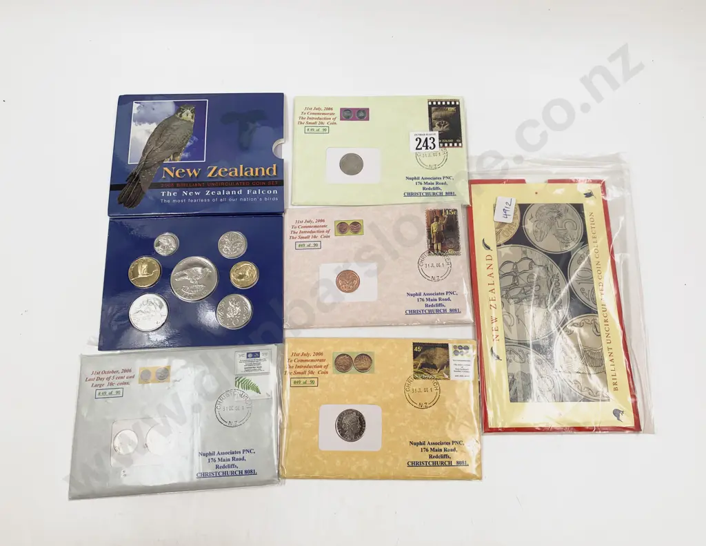 NZ 1990 2006 Unc Coin Sets and Four Nuphil Small Coin FDC Image 1++
