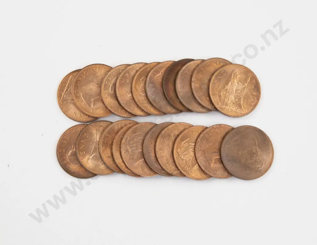 UK 1967 Twenty UNC Copper Pennies Image 1++