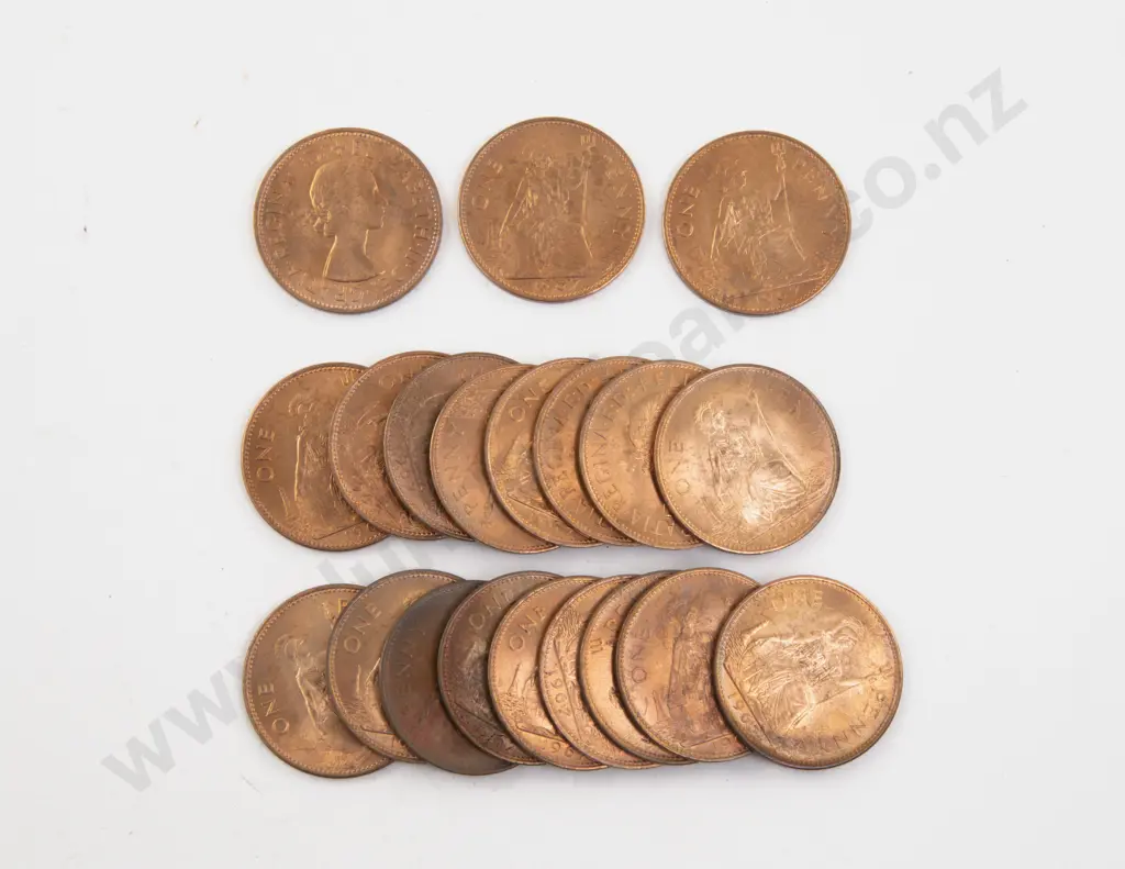 UK 1967 Twenty UNC Copper Pennies Image 1++