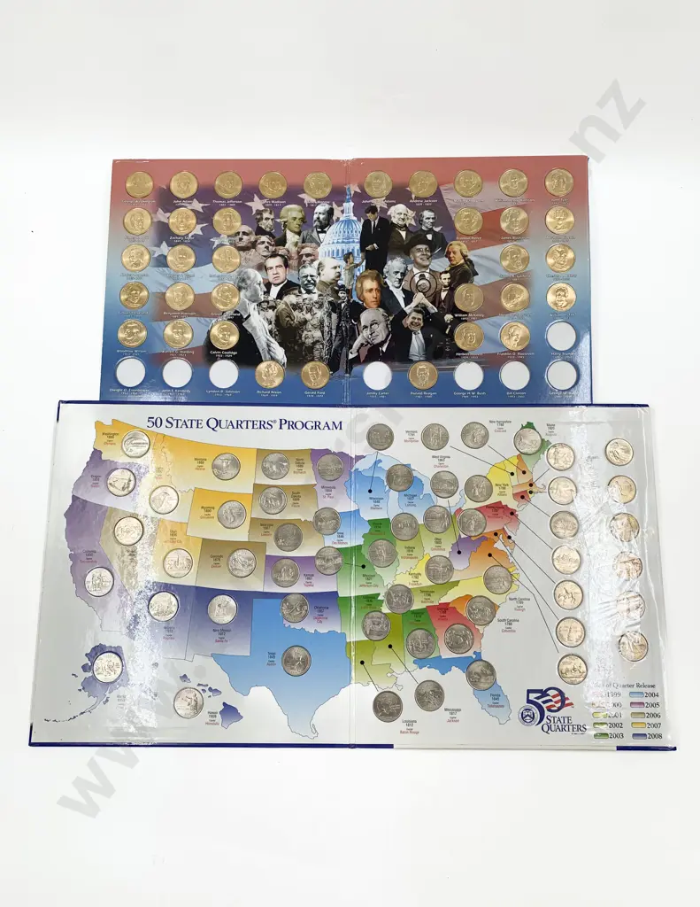 US Mint 50 State Quarters Folder complete with dollar collection incomplete Image 1++