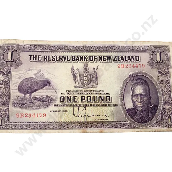NZ One Pound Note signed Lefeaux