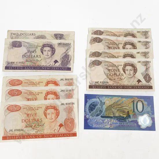NZ Bank Note $10 Millennium $5x3 $2x2 $1x4