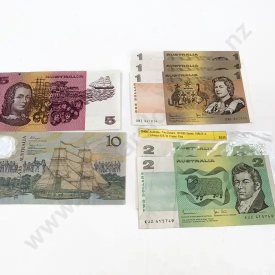 Aust Bank Notes $10 $5 $2 x 2 $1 x2