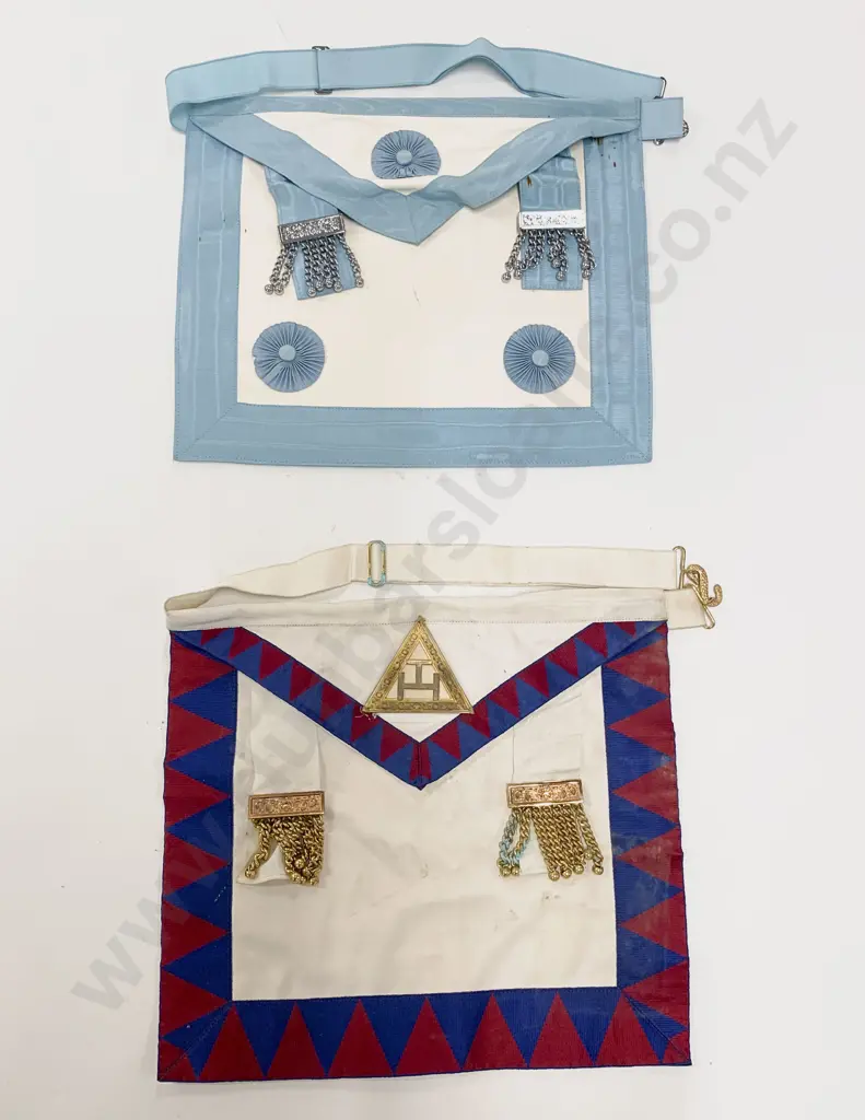 Brief Case Masonic Regalia Two Aprons Two Sash with adornments three medals and assorted Image 1++
