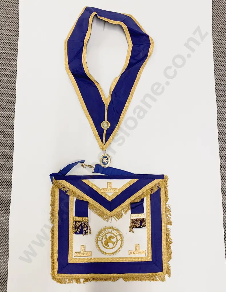 Brief Case Masonic Regalia Two Aprons Two Sash with adornments three medals and assorted Image 1++