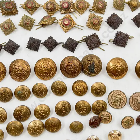 Qty Brass Buttons and Officer Rank Star Shoulder Pips