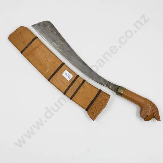 Indonesian Carved Hard Wood Handled Short Sword 44cm