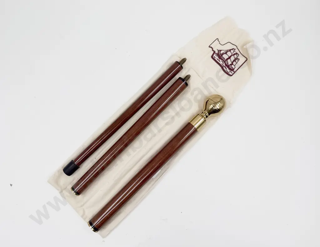 Modern Three Section Walking Stick with concealed glass whisky phial Image 1++