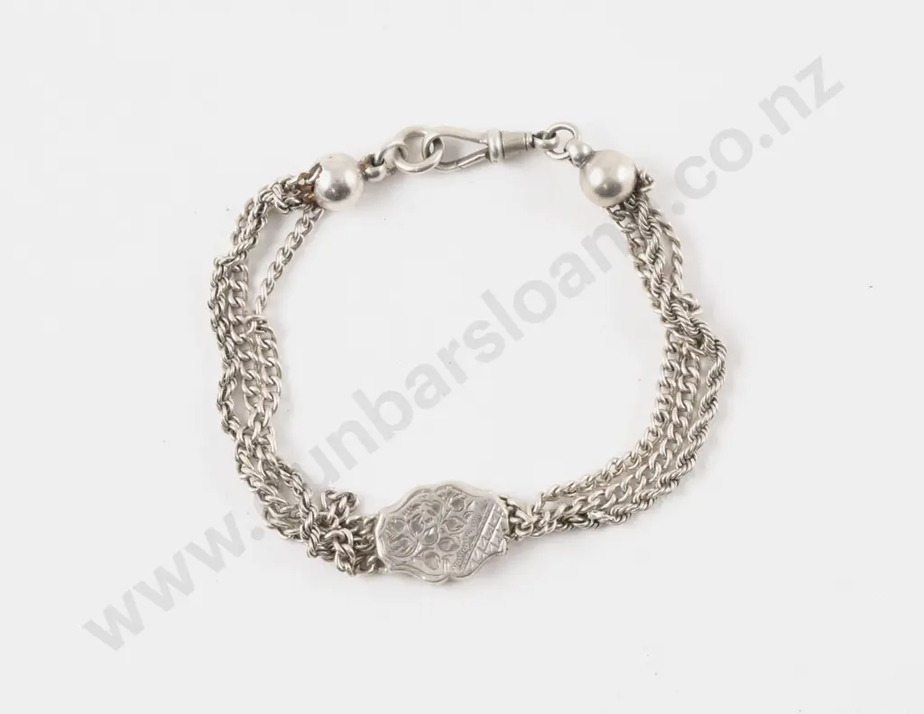Antique S/S Fob Watch Chain Converted to Bracelet Image 1++