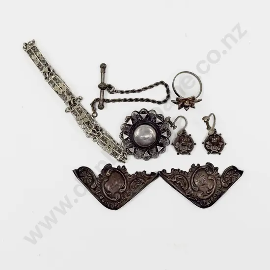Floral Filigree Ring and Bracelet with Antique Pendant Drop Earrings and Others