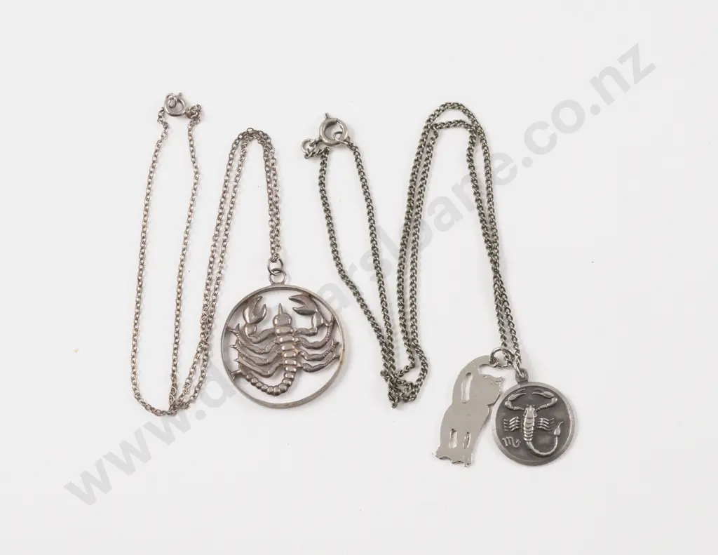 Two S/S Zodiac Scorpio Pendants and Cat Pendant Image 1++