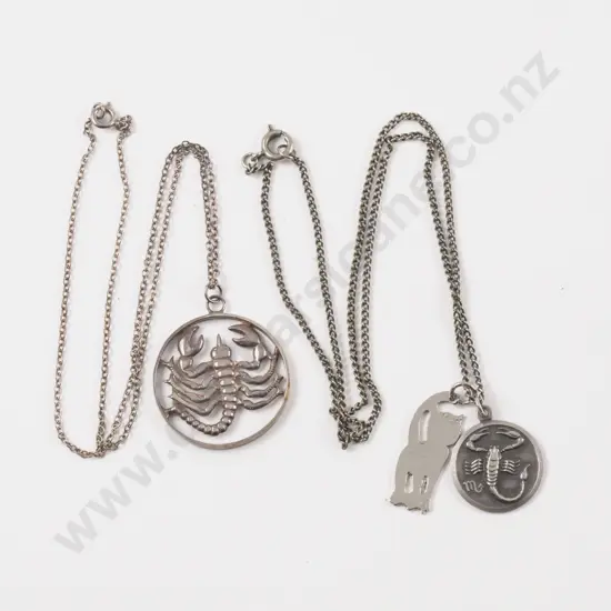 Two S/S Zodiac Scorpio Pendants and Cat Pendant