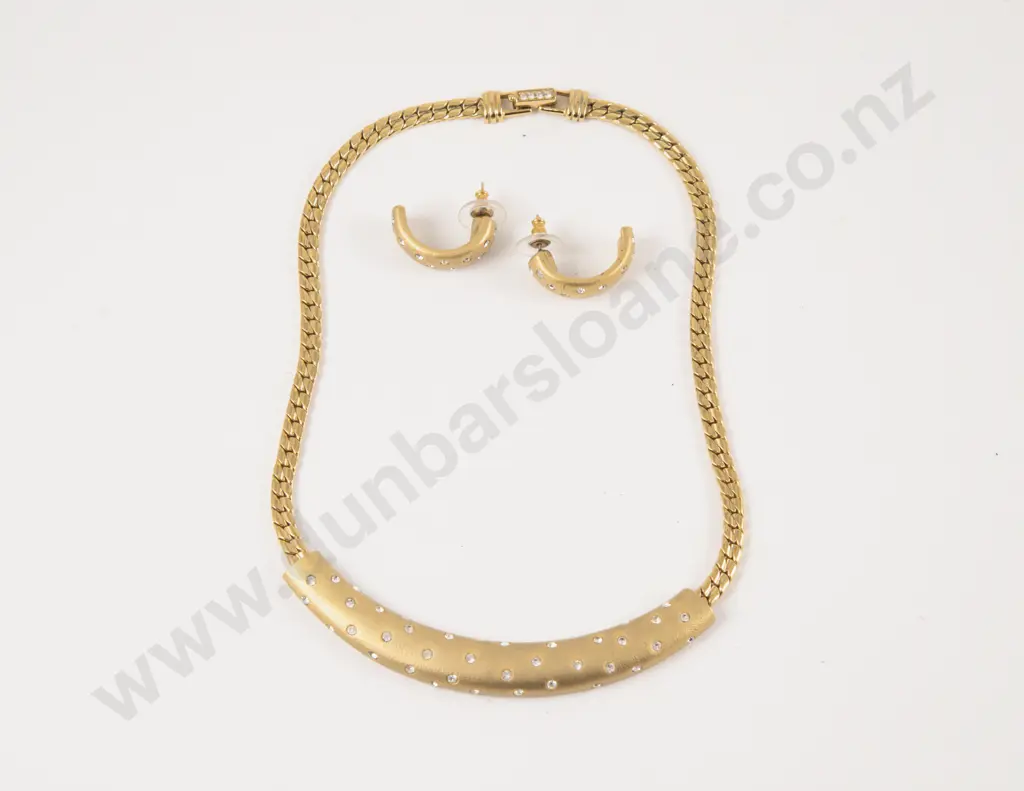 Swarovski Gold Tone Crystal Necklace and Earring Set Image 1++