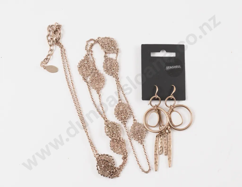 Ann Taylor Factory Filigree Style Necklace and Pilgrim Pendant Drop Earrings Image 1++