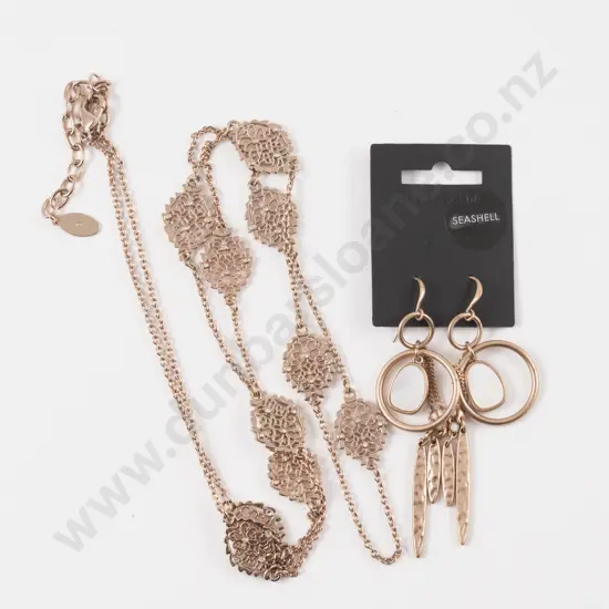 Ann Taylor Factory Filigree Style Necklace and Pilgrim Pendant Drop Earrings