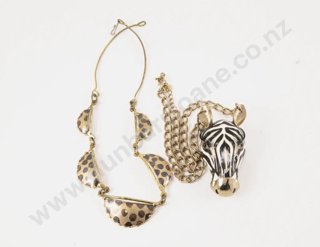 Costume Jewellery Zebra Head Necklace and Leopard Print Chocker Image 1++