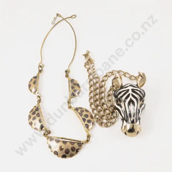 Costume Jewellery Zebra Head Necklace and Leopard Print Chocker