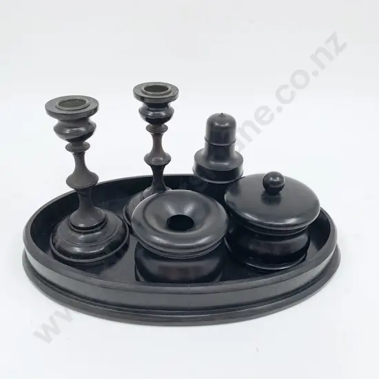 Six Piece Ebony Dressing Table Set
