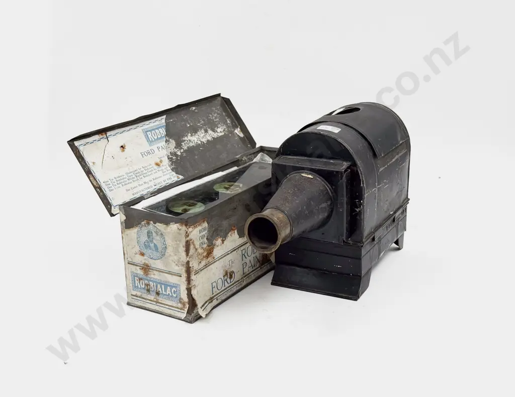 Victorian Japanned Magic Lantern with Slides (some with damage) Image 1++