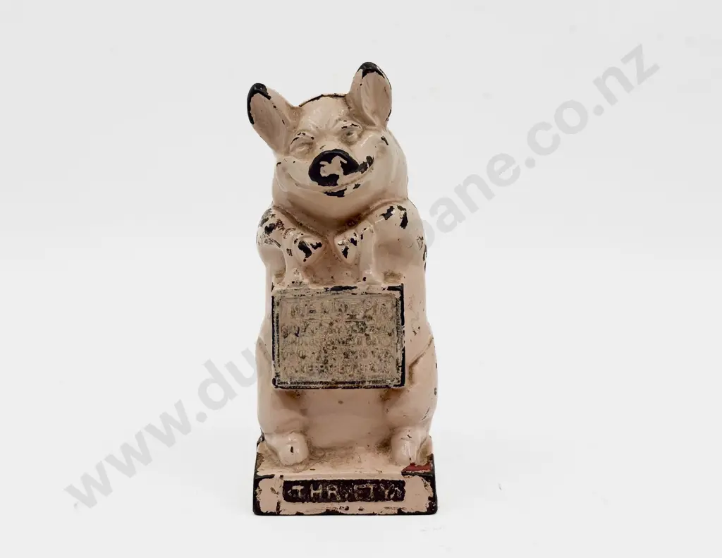 Antique Cast Metal Piggy Bank Image 1++