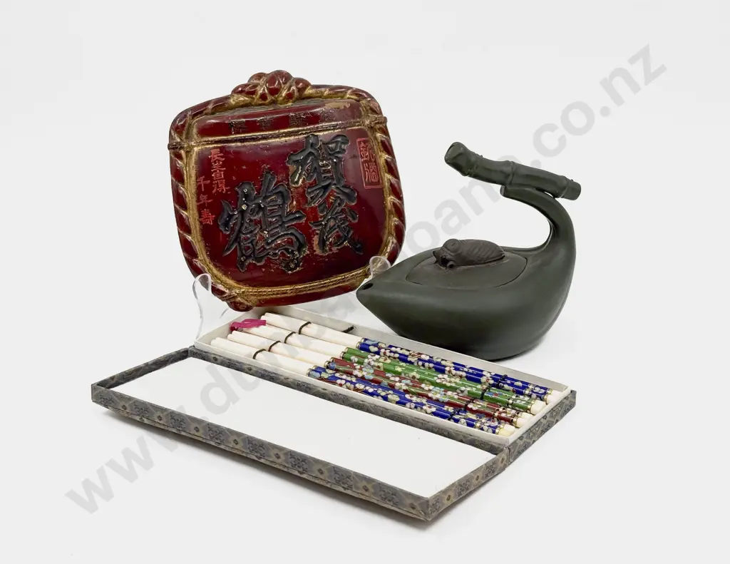 Chinese Tea Pot with Boxed Chopstick Set & Other Image 1++