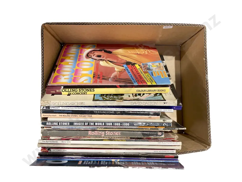 Quantity of Mostly Rolling Stone Magazines & Books including Souvenir Shirt Image 1++