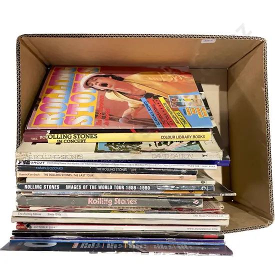 Quantity of Mostly Rolling Stone Magazines & Books including Souvenir Shirt