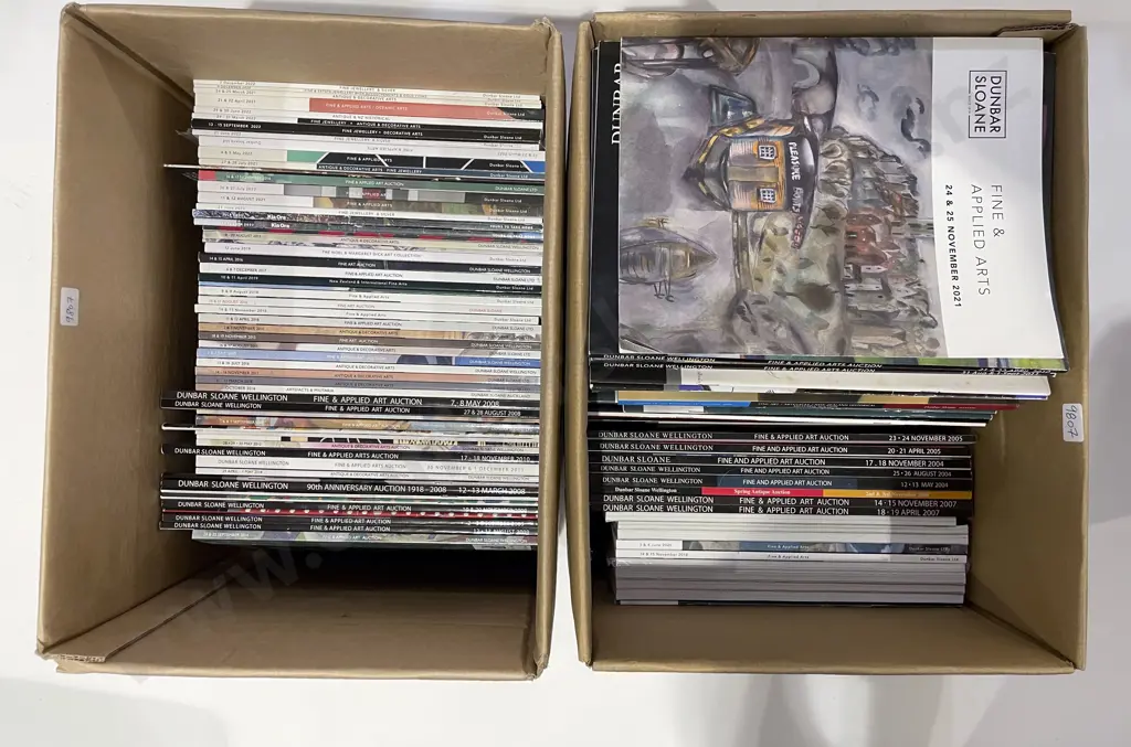 Two Boxes of Assorted Dunbar Sloane Catalogues Image 1++