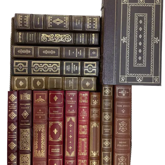 Box Quantity of Assorted Leather Bound Books