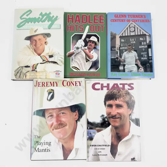 Five Assorted Cricket Reference Volumes with Assorted Autographs