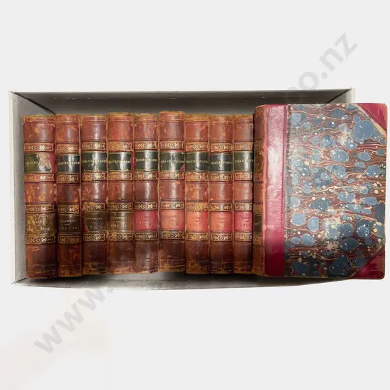 Set Of 10 Leather Bound Shakespeare Volumes