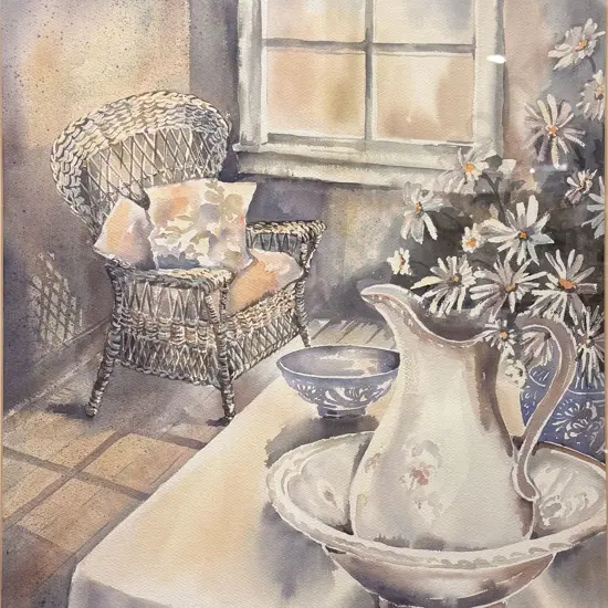 Karel Burrows - Interior Scene - Watercolour