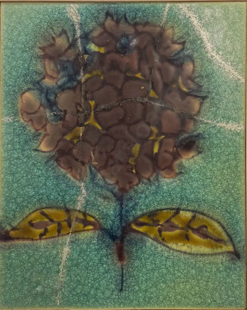 Unknown Artist - Hydrangea - Glazed Clay Tile (a/f) Image 1++