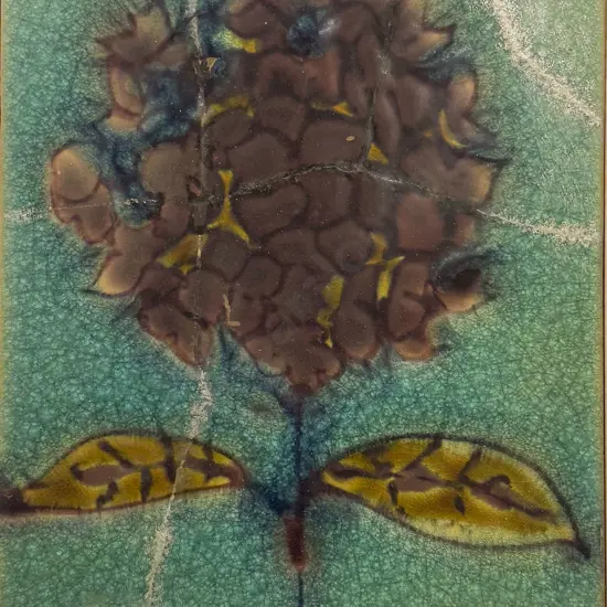 Unknown Artist - Hydrangea - Glazed Clay Tile (a/f)