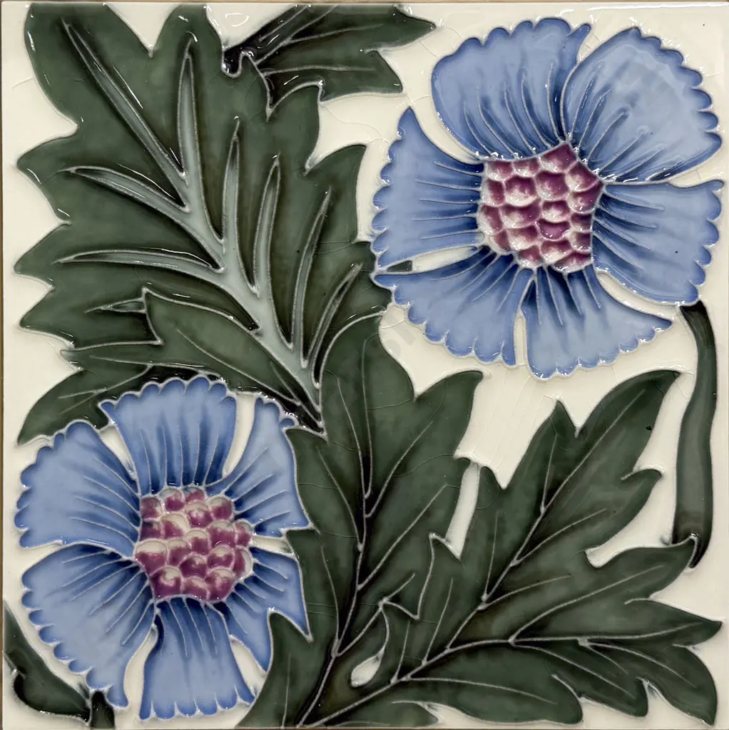 Unknown Maker - Ceramic Floral Tile Image 1++