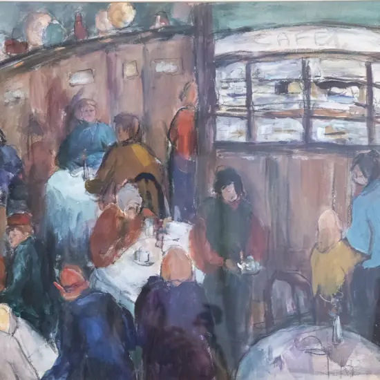 Unknown Artist - Cafe Scene - Acrylic on Paper