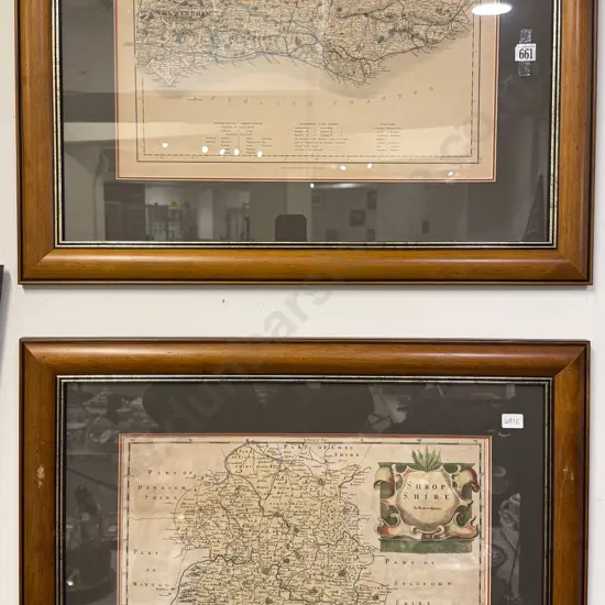Robert Morden - 17th Century Map of Shropshire Together with Sussex Map