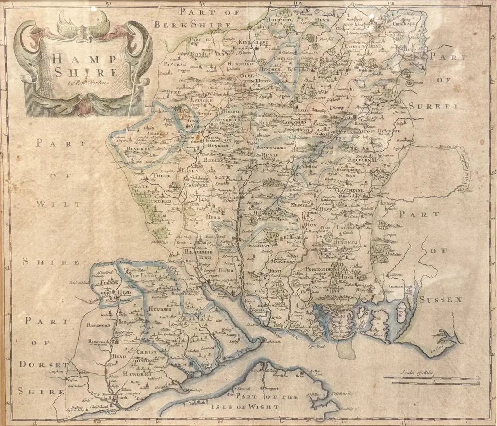 Robert Morden - 17th Century Map of Hampshire Image 1++