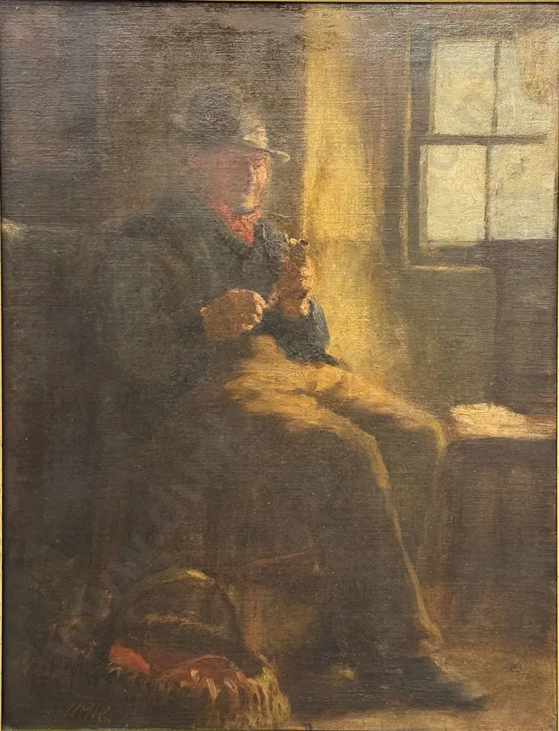 Indistinctly Signed - Victorian Interior Portrait - Oil on Canvas Image 1++