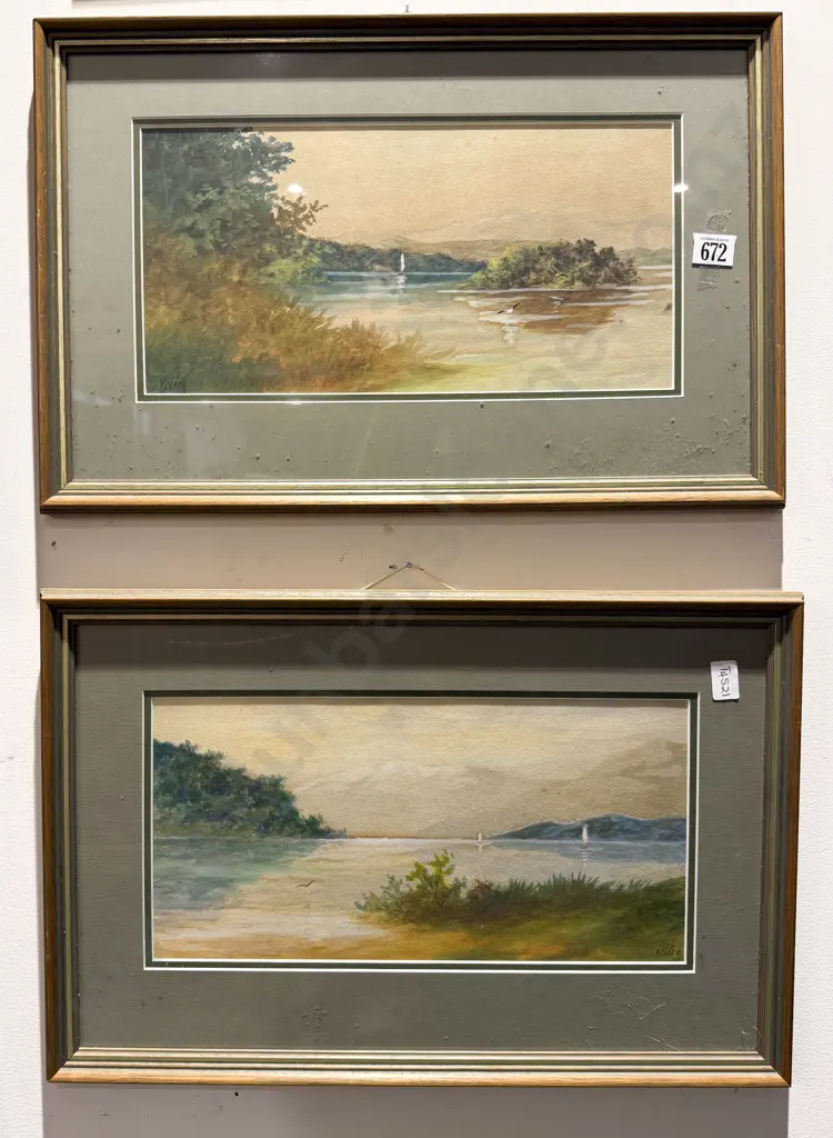 Two Watercolours Signed Veitch Image 1++