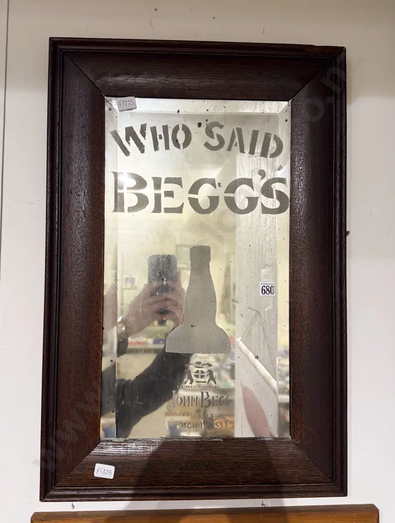 Vintage John Begg Scotch Whisky Advertising Mirror Image 1++