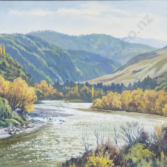 M. A. Poulton - Morning Light Whanganui River - Oil on Board